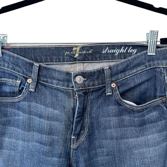 7 For All Mankind Stretch Straight Leg Jeans Blue Denim Medium Wash Size 29 - Picture 5 of 9